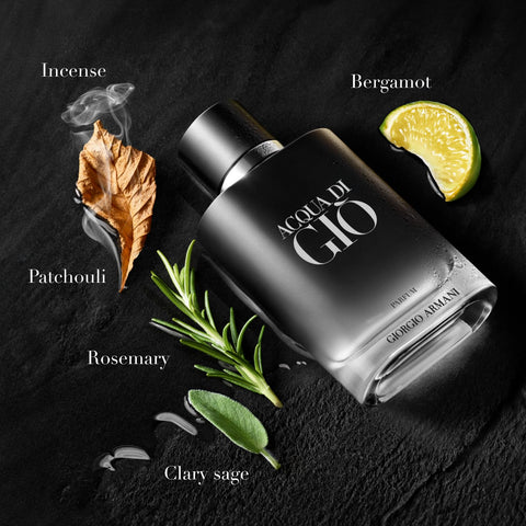 Armani Beauty – Acqua di Giò – Parfum – Cologne for Men – Fresh & Woody Men's Fragrance – Bergamot, Ginger, Marine, Geranium, Rosemary, Clary Sage, Patchouli, Incense Notes - 3.3 Fl Oz