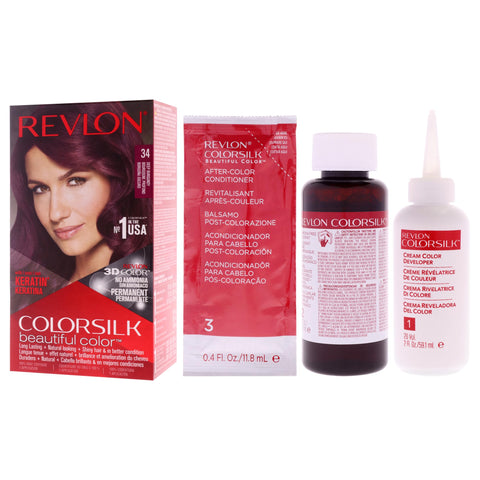REVLON Colorsilk Beautiful Color for Unisex 34 Burgundy, DEEP BURGUNDY-34, 1 Count
