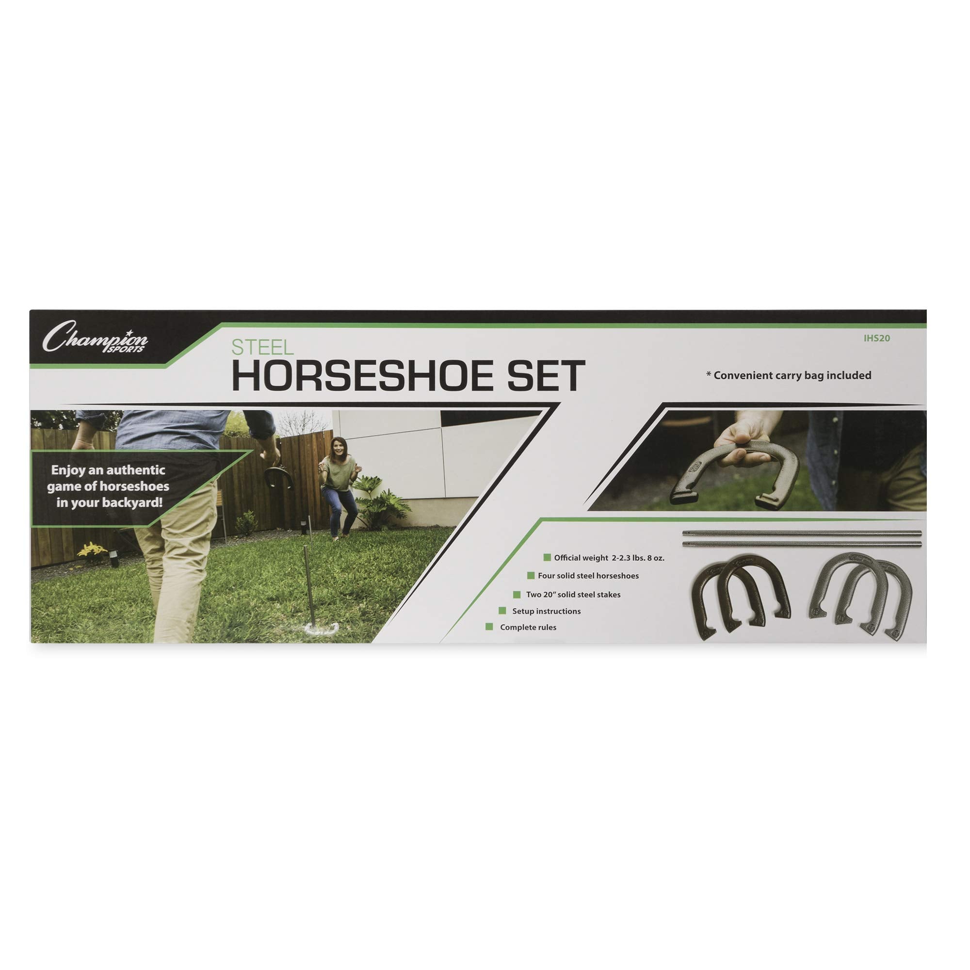 Champion Sports unisex adult Classic Horseshoe Game Set, Black/Silver/Brass, One Size US
