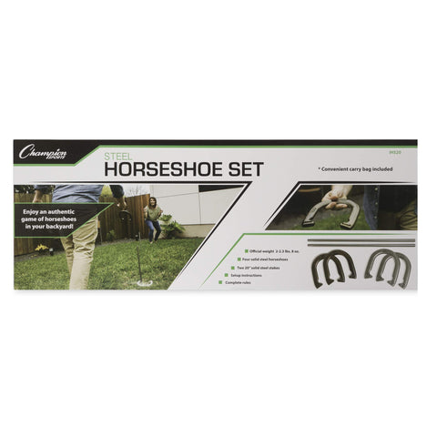 Champion Sports unisex adult Classic Horseshoe Game Set, Black/Silver/Brass, One Size US