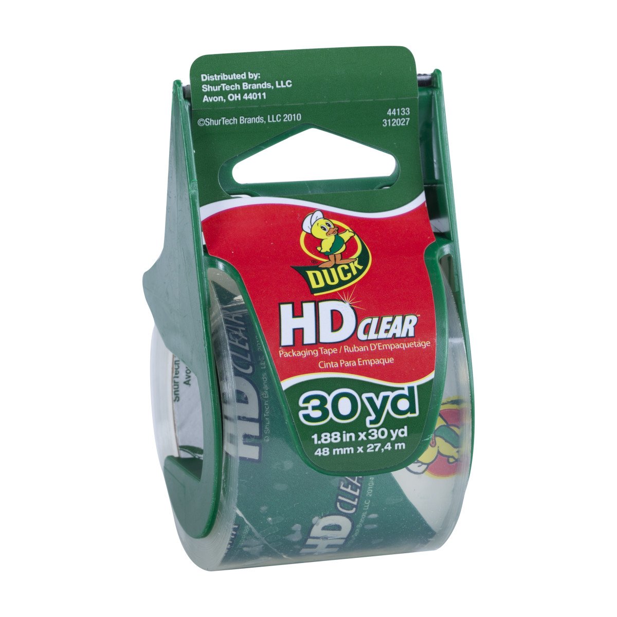 Duck HD Clear Heavy Duty Packing Tape with Dispenser, 1.88 Inch x 30 Yard, 1 Roll (281650)