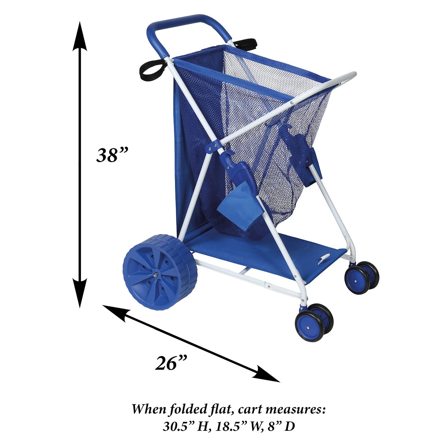 Folding Multi-Purpose Deluxe Beach Cart With Wide Terrain Wheels - Holds Your Beach Gear and more!