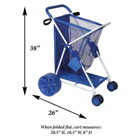 Folding Multi-Purpose Deluxe Beach Cart With Wide Terrain Wheels - Holds Your Beach Gear and more!