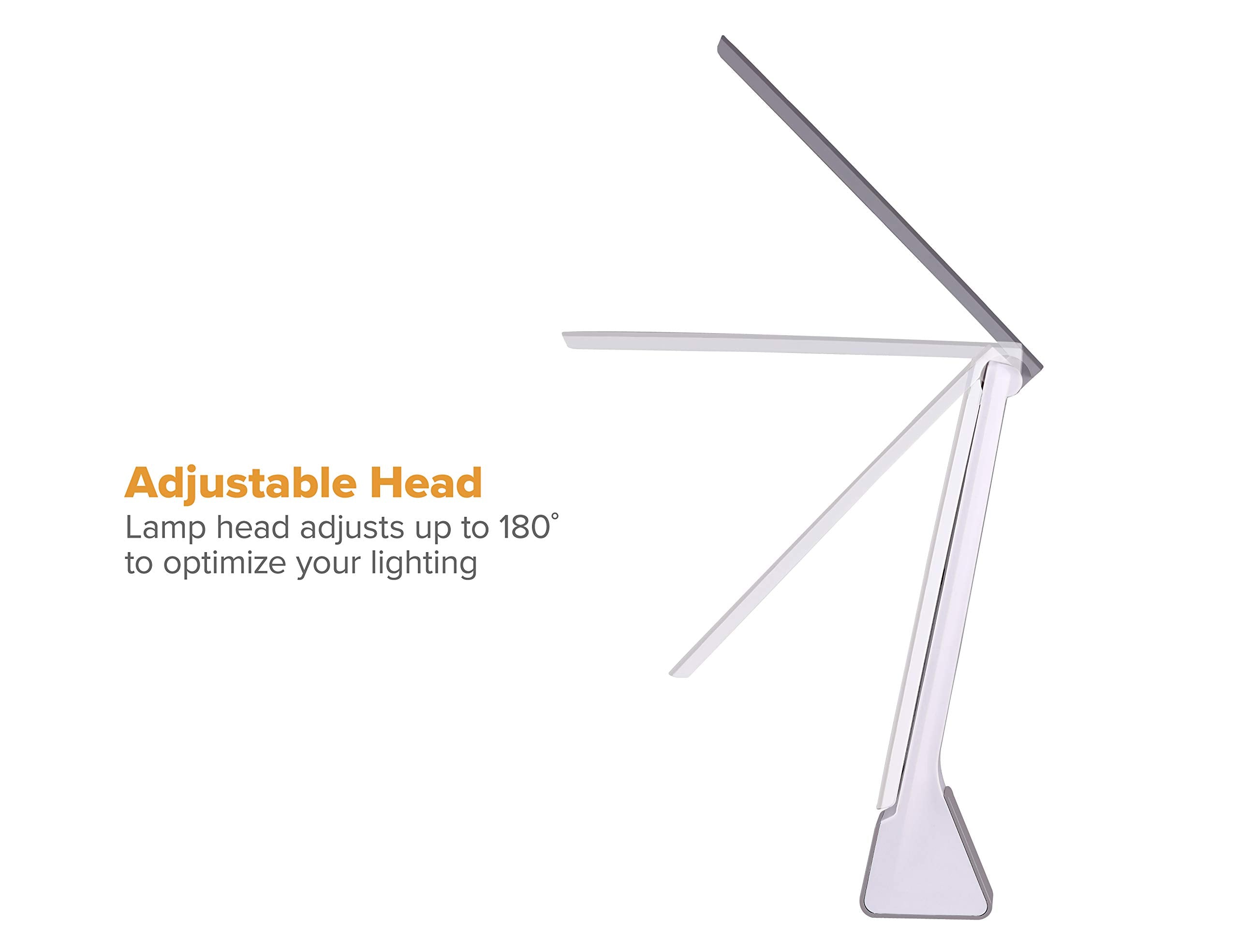 Bostitch Office Rechargeable Battery Led Desk Lamp, 3 Color Temperatures, Flip Open, Gray (KT-VLED1810-GRAY)