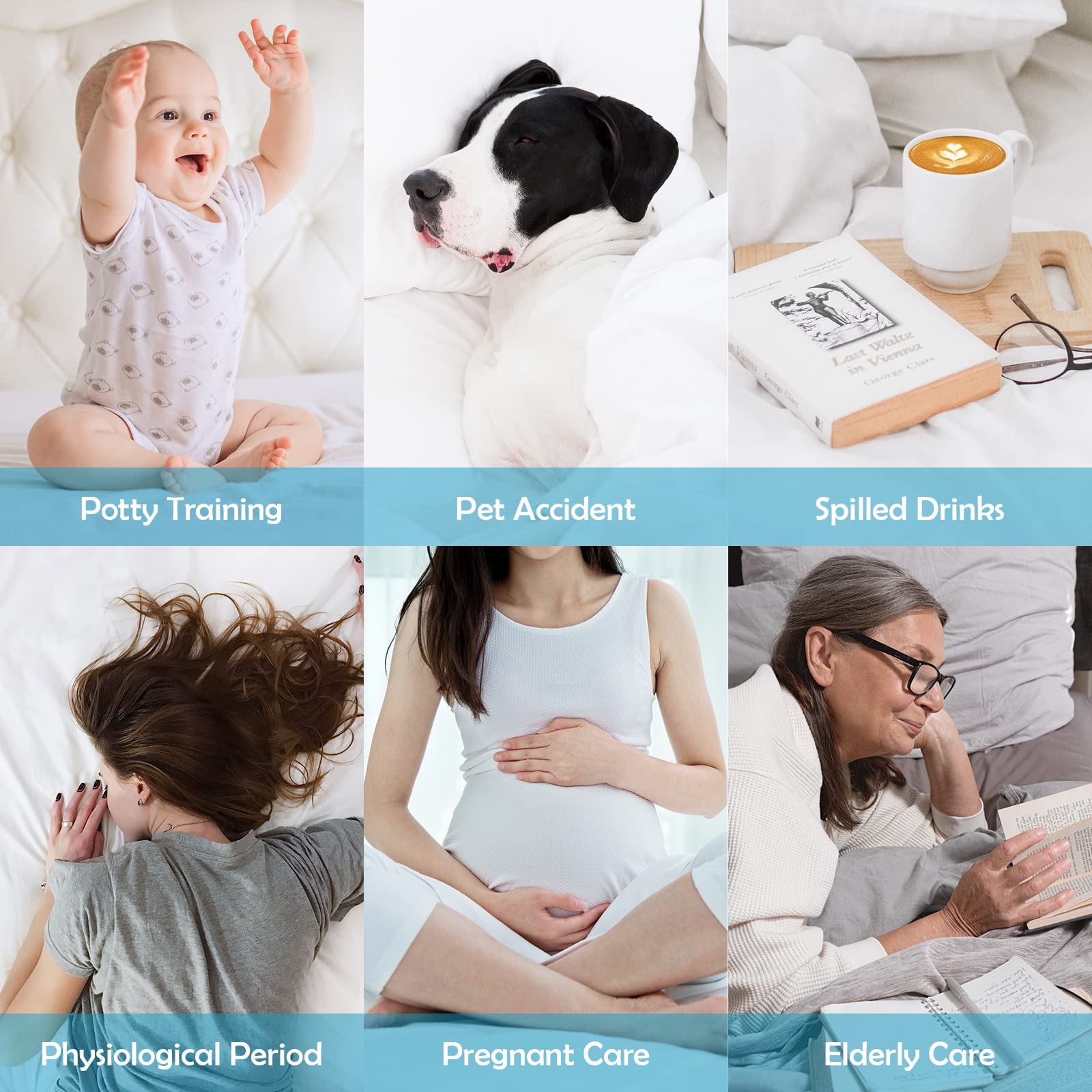 Cozymaker Queen Size 100% Waterproof Mattress Protector, Cooling Mattress Cover Fitted 8-21" Deep Pocket, 3D Air Fabric Soft Breathable Bed Mattress Pad Cover Noiseless Washable