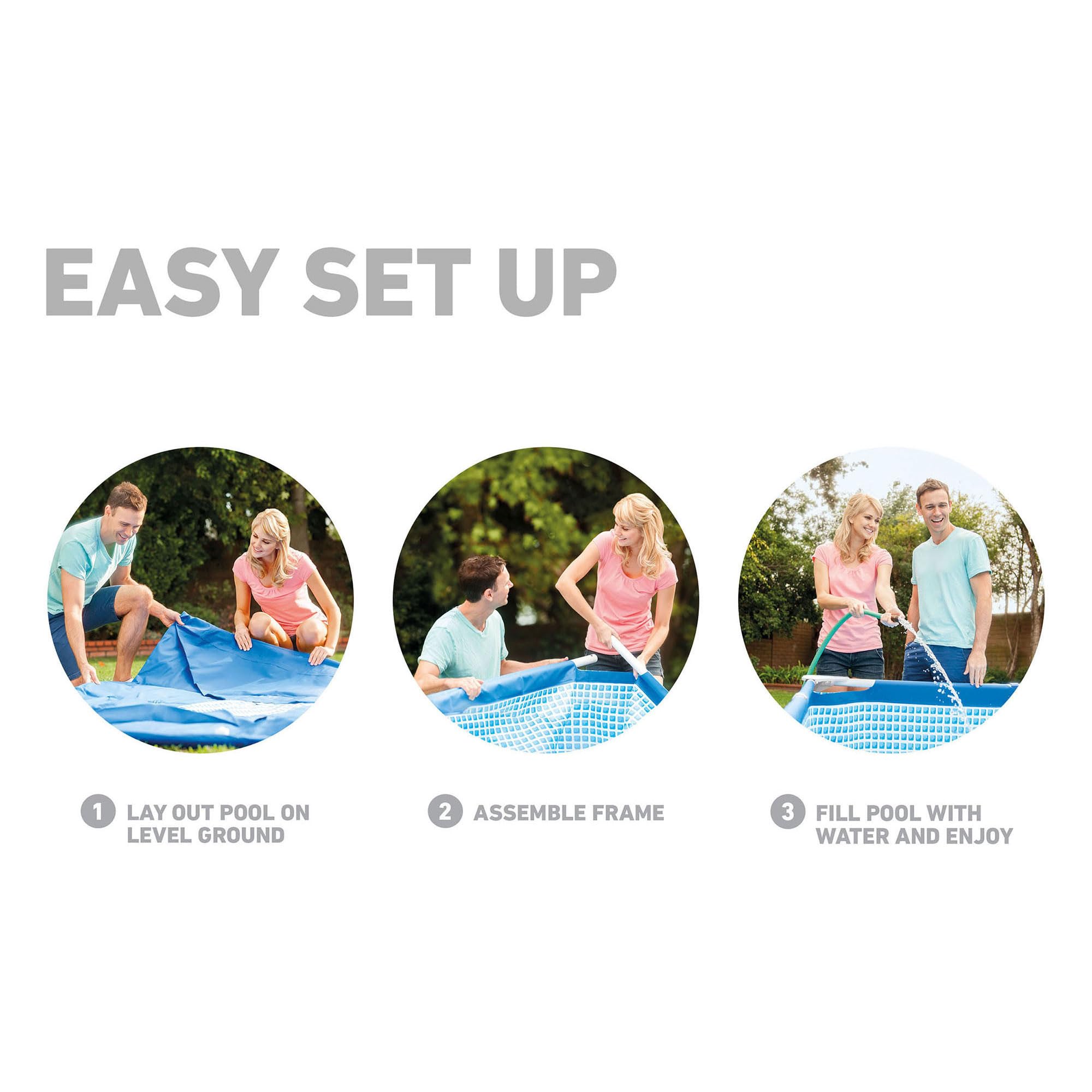 INTEX Rectangular Frame 14 ft 9 in x 7 ft 3 in x 33 in Above Ground Pool, Swimming Pool with Steel Frame, Pump Not Included