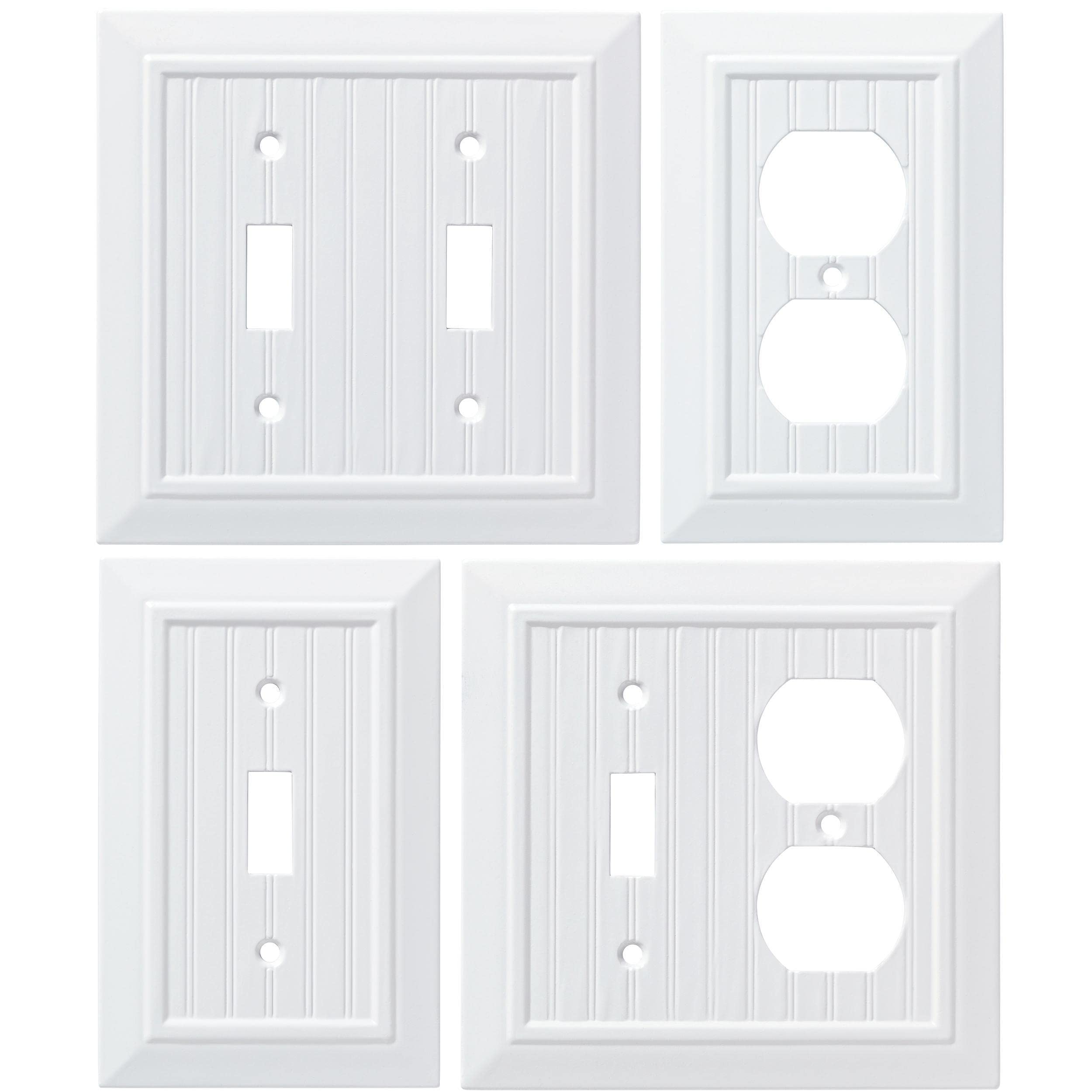 Franklin Brass Classic Beadboard (3-Pack) Outlet Covers Pure White 1-Gang Wall Plate Single Duplex Switch Plates Electrical Guard W35266V-PW-C
