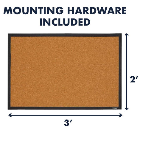 Quartet Cork Bulletin Board, Framed Corkboard, 2' x 3', Black Frame, Message Board, Vision Board (MWDB2436-BK)