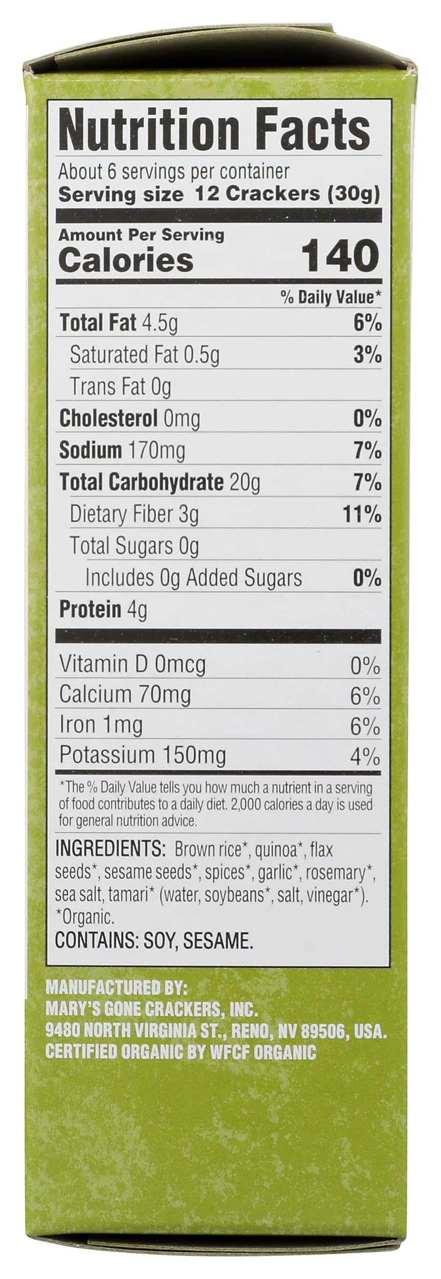 Mary's Gone Crackers, Herb, 6.5 Ounce