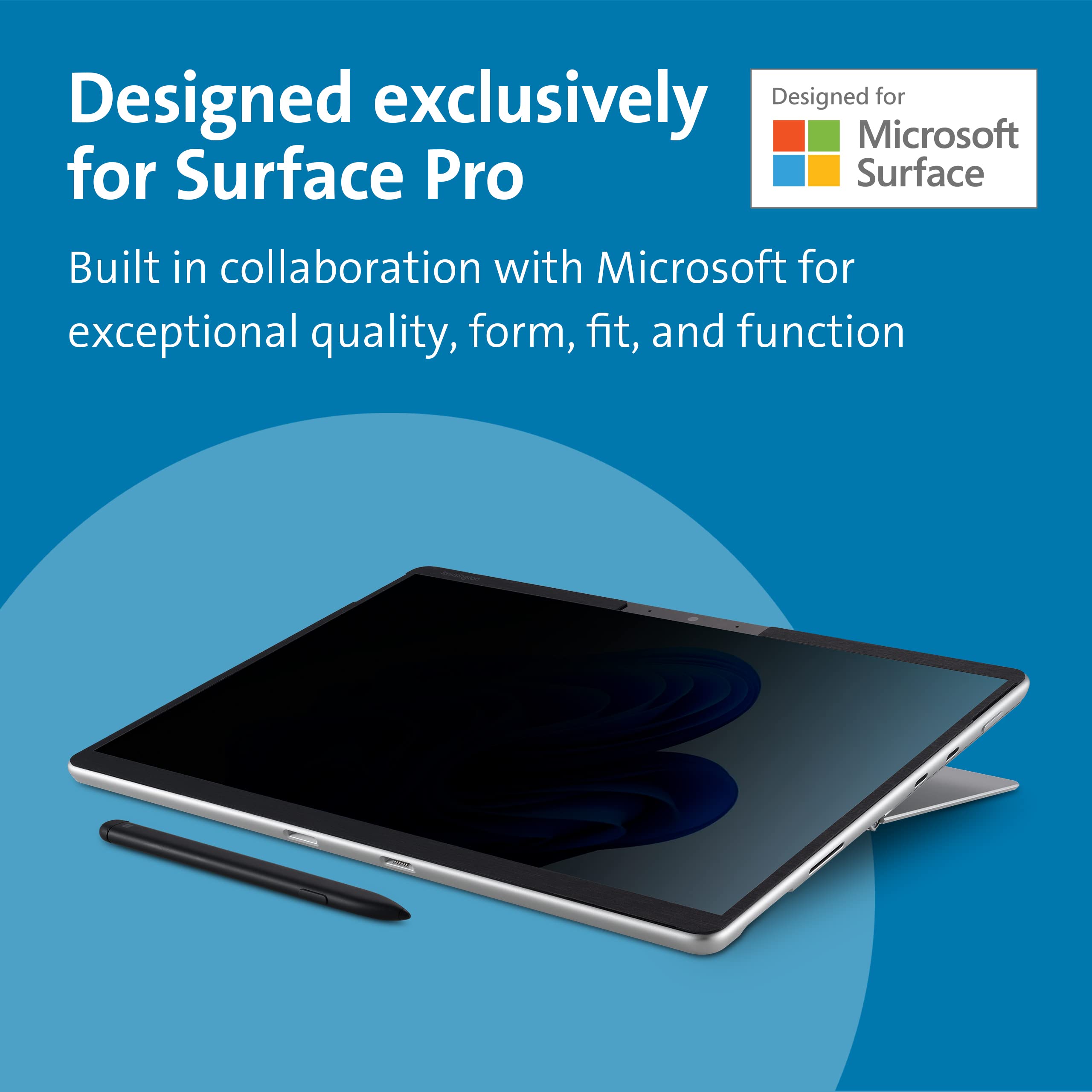 Kensington Surface Pro 11, 10, X, 9 & 8 Magnetic Privacy Screen, Removable Privacy Filter for 13 inch Surface Pro, Touch Screen and Surface Pen enabled for Microsoft Laptops (K51700WW)