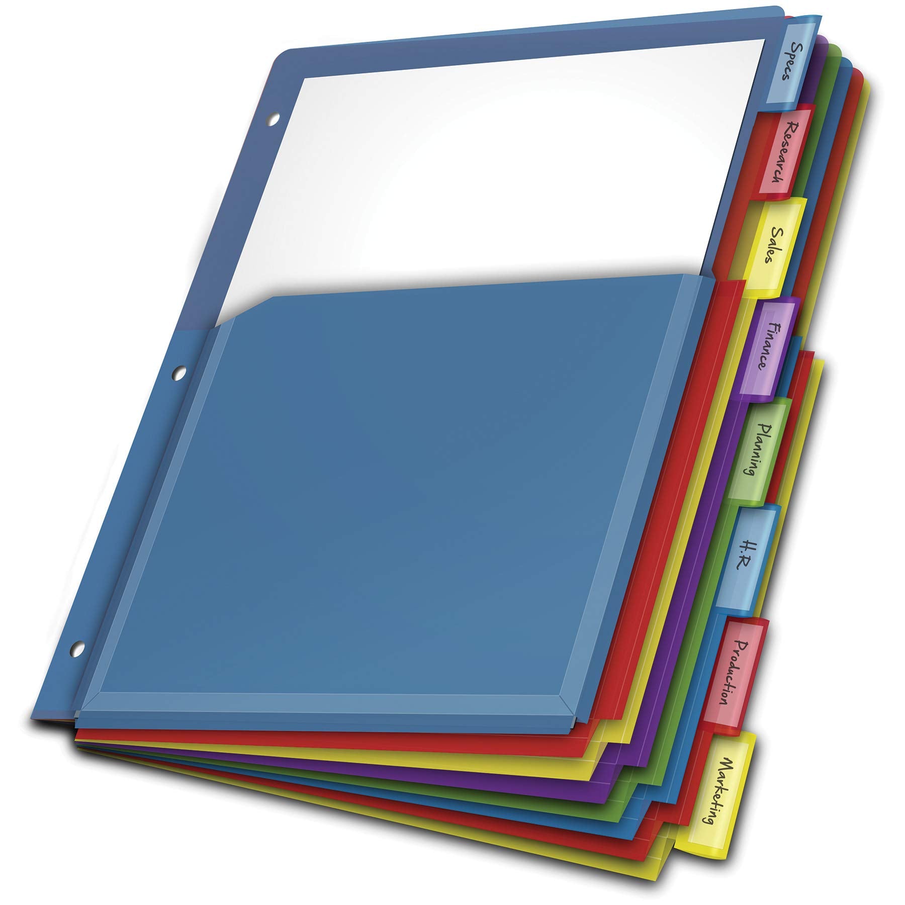 Cardinal 8-Tab Expanding Plastic Binder Dividers, Flexible Front Pockets Expand 1/4", Insertable Multicolor Tabs, Letter Size, 1 Set (84013)