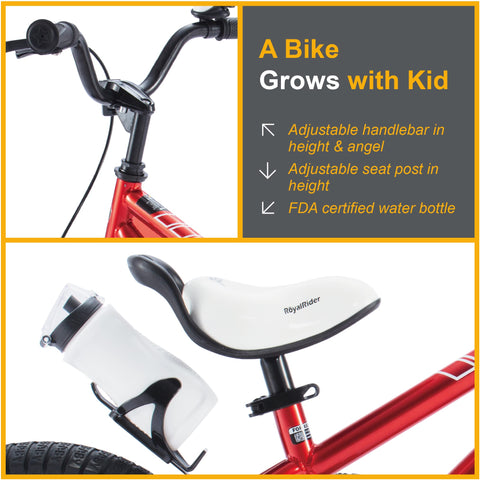 RoyalBaby Freestyle Kids Bike 14 Inch Childrens Bicycle with Training Wheels Toddlers Boys Girls Beginners Ages 3-5 Years, Red
