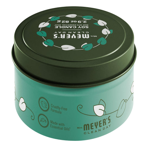 MRS. MEYER'S CLEAN DAY Soy Tin Candle, 12 Hour Burn Time, Made with Soy Wax and Essential Oils, Basil, 2.9 oz