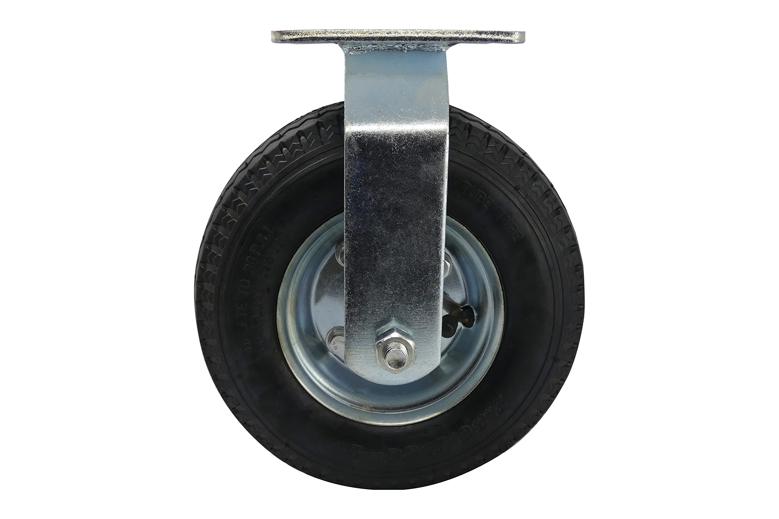 Shepherd Hardware 9795 8-Inch Pneumatic Caster Wheel, Rigid Plate, Steel Hub with Ball Bearings, 5/8-Inch Bore Centered Axle , Black