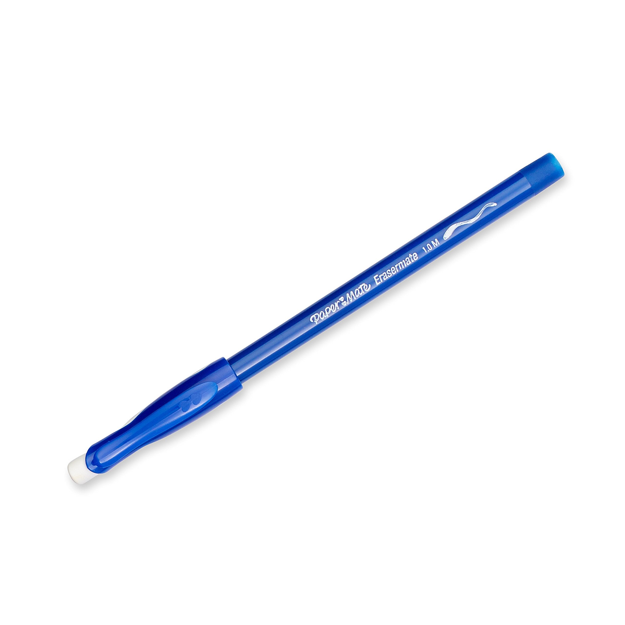 Paper Mate® EraserMate® Pens, Medium Point, 1.0 mm, Blue Barrel, Blue Ink, Pack Of 5