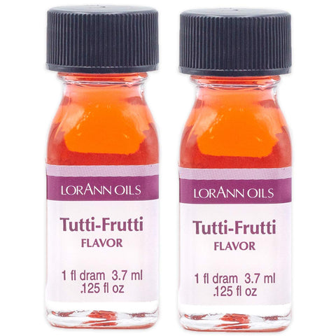 LorAnn Oils Super Strength Flavoring - Used For Candy Making, Flavoring, Baking, Hard Candy, & Flavor Oils - Bold, Natural Flavors 4X Stronger Than Extracts - Tutti Frutti, Pack of 2, 0.125 fl oz