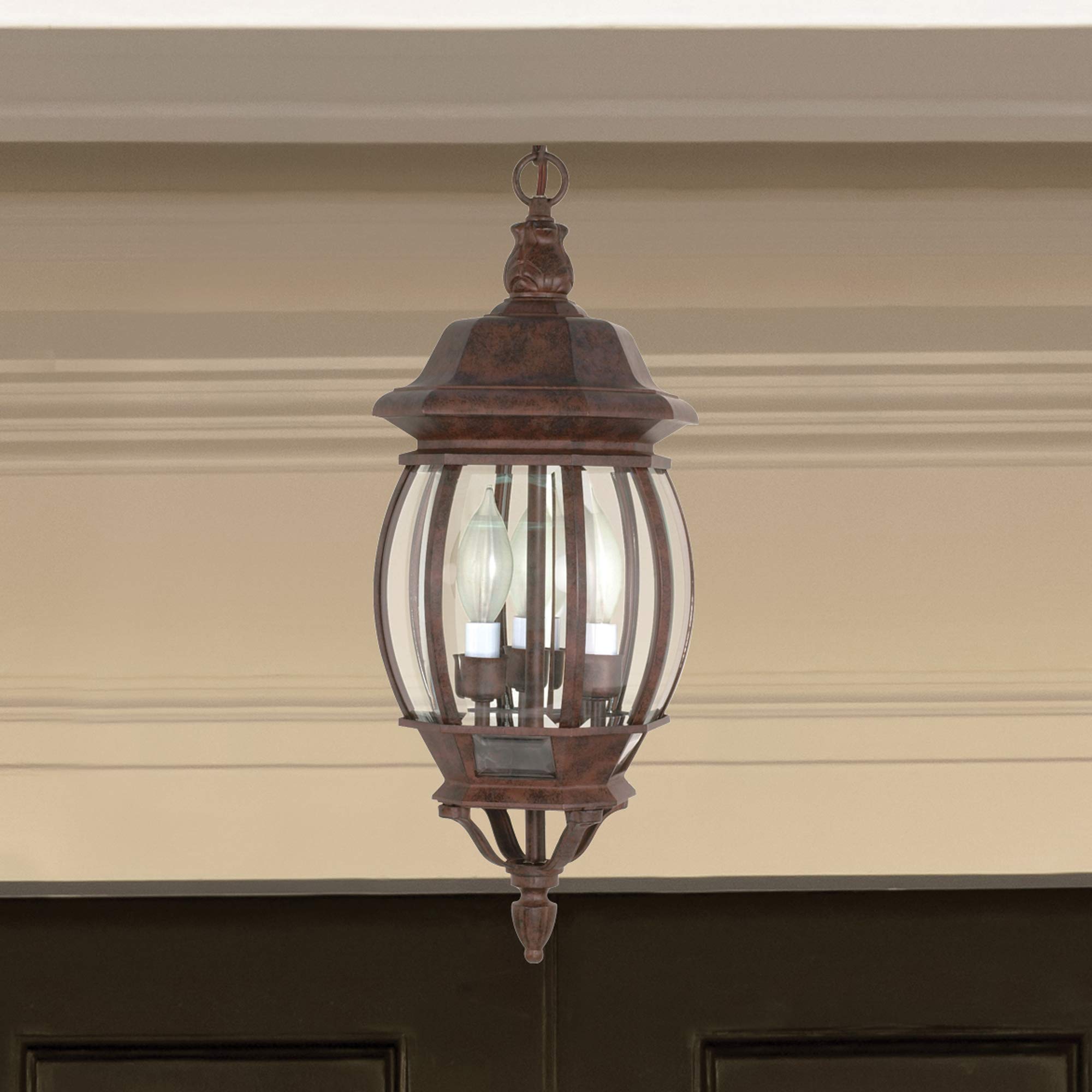 Nuvo Lighting 60/895 Traditional Three Light Hanging Lantern from Central Park Collection in Bronze/Dark Finish