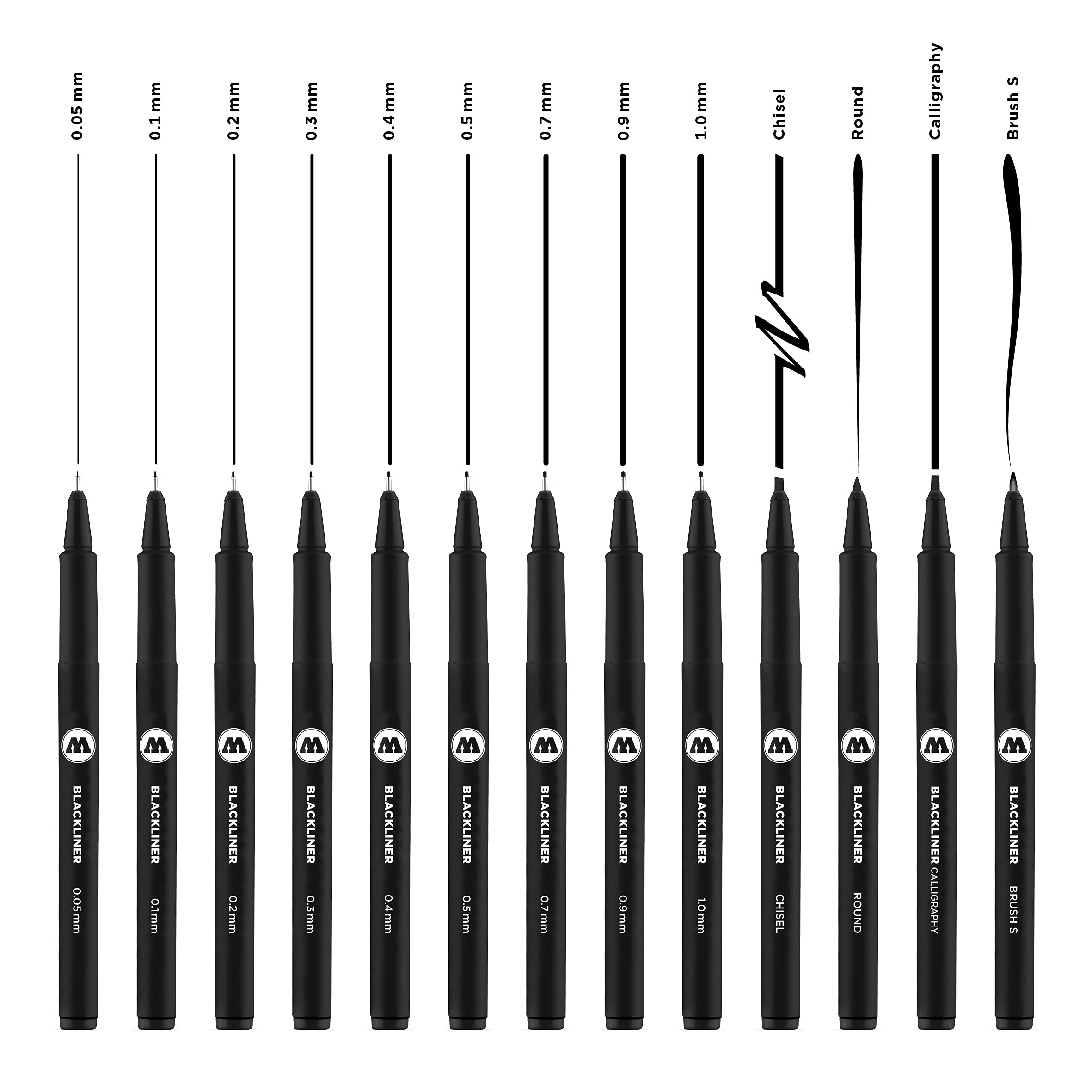 MOLOTOW Blackliner Pen, .4mm Tip, Black Permanent Ink, 1 Each (703.205)