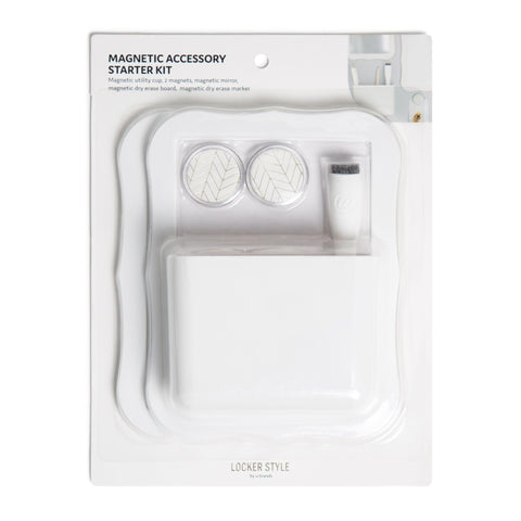 U Brands White Locker Accessory Kit, with Magnets, Mirror, Whiteboard, Marker, Cup, 6 Pieces