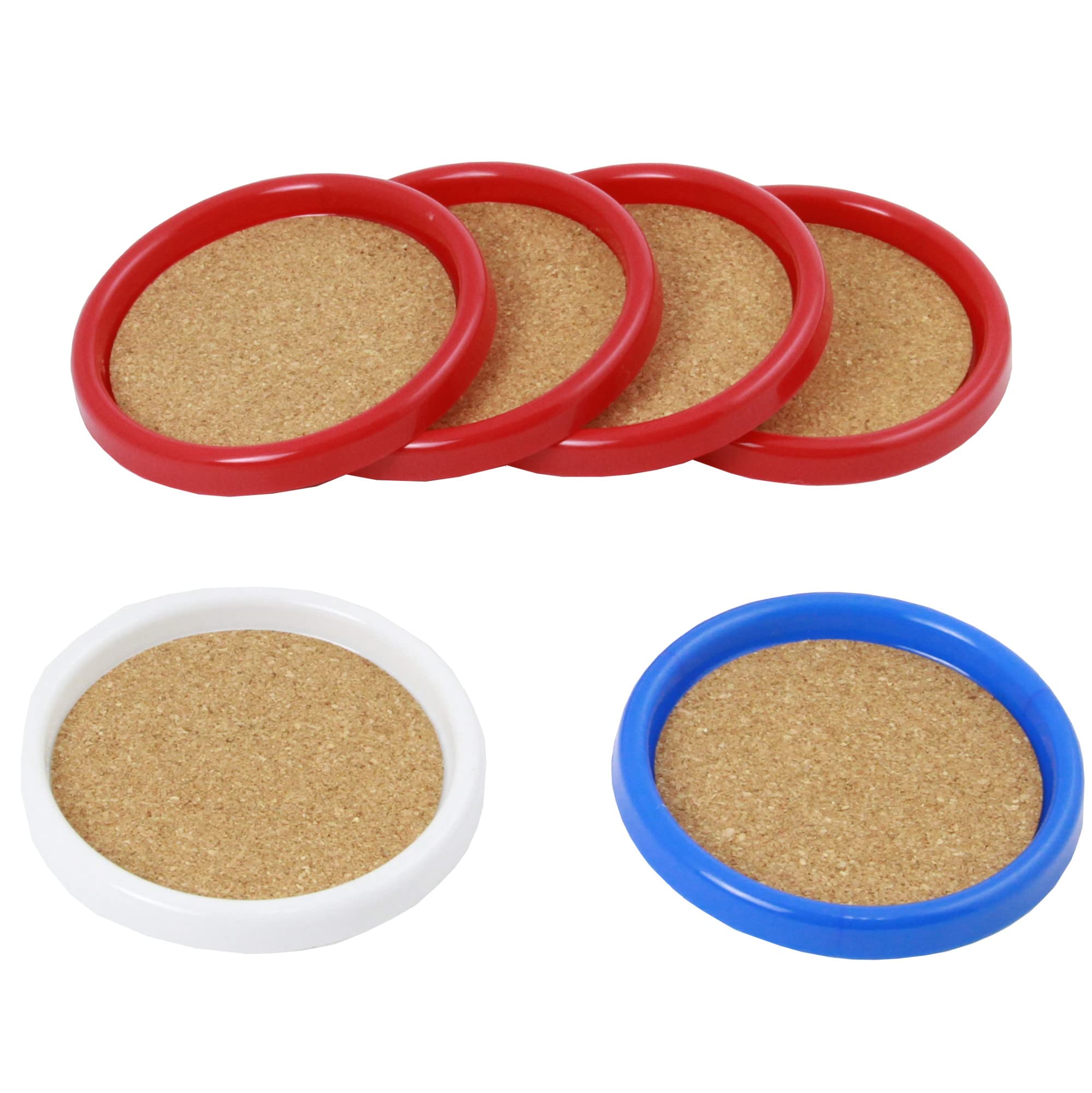 Chef Craft Basic Cork Coasters with Plastic Frame, 4 Inches in Diameter 4 Piece Set, Color May Vary