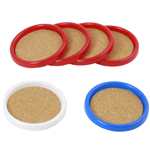 Chef Craft Basic Cork Coasters with Plastic Frame, 4 Inches in Diameter 4 Piece Set, Color May Vary