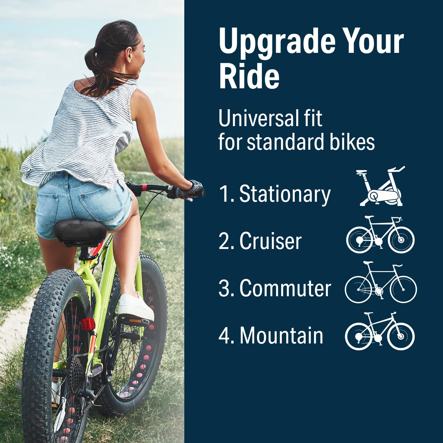 Bikeroo Oversized Bike Seat - Compatible with Peloton, Exercise or Road Bikes - Bicycle Saddle Replacement with Wide Cushion for Men & Womens Comfort