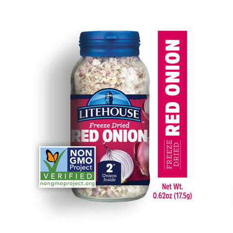 Litehouse Freeze Dried Red Onion - Fresh Red Onion Substitute, Gluten Free, Vegetarian, Keto, Non-GMO, No Refrigeration Required, Seasonings for Cooking - 0.60 Oz