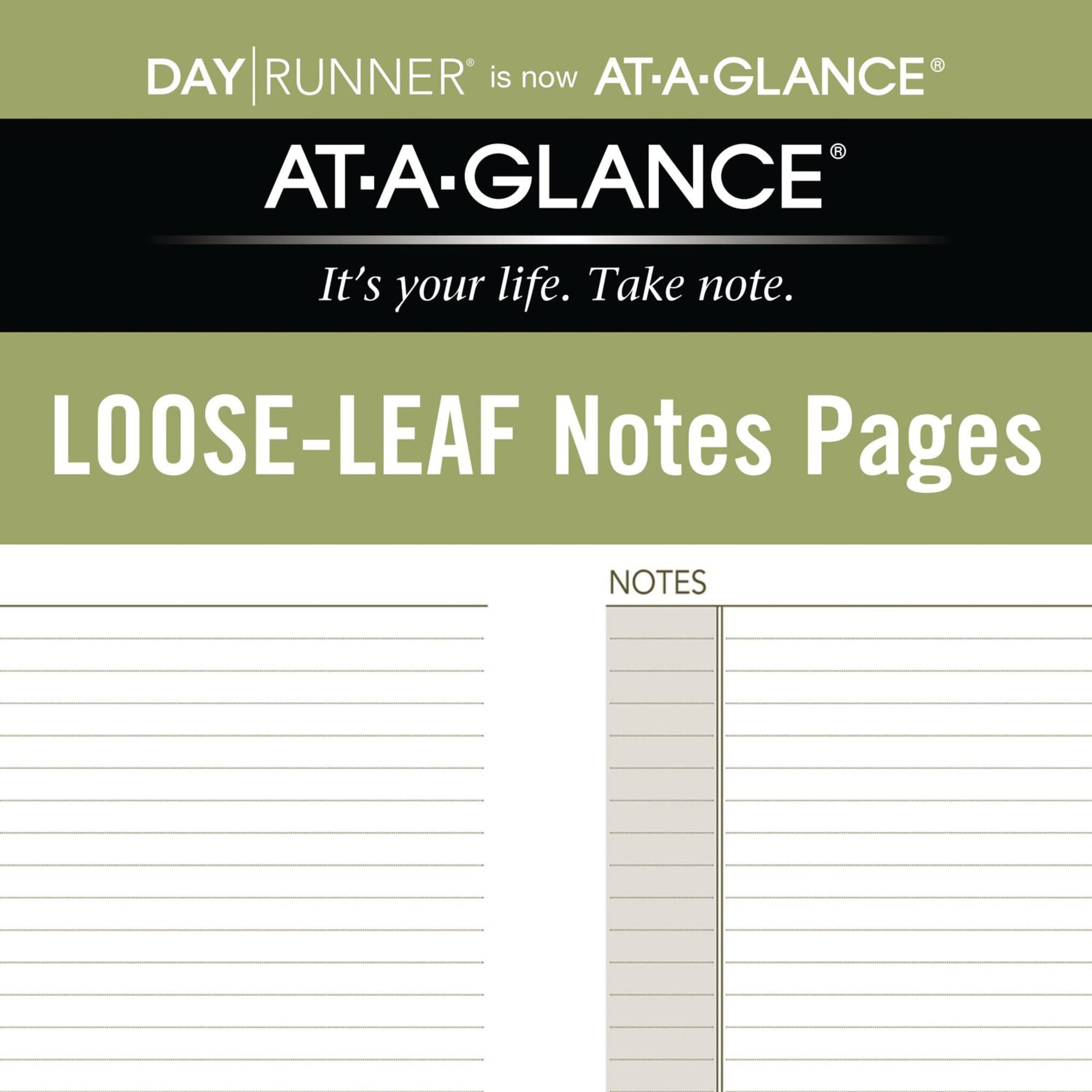 AT-A-GLANCE Day Runner Notes Pages, 87228 DAY-TIMER, Refill, Loose-Leaf , Undated, for Planner, 5-1/2" x 8-1/2", Size 4, 30 Sheets/Pack (011-200)