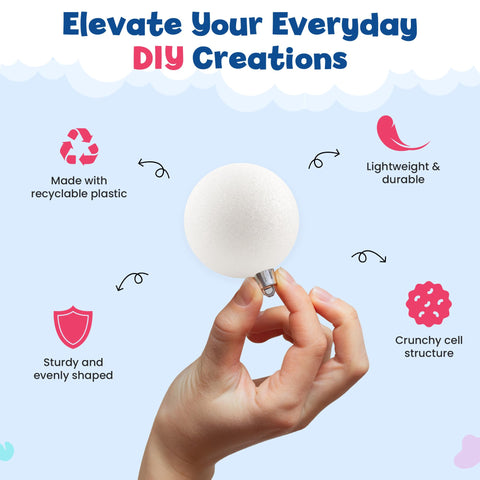 Hygloss Round Foam Balls for Crafts - 1.8-Inch White Craft Foam (XPS) for Arts Small Foam Balls for School Projects and DIY Crafts - Round Balls - 12 Pack of Foam Craft Spheres