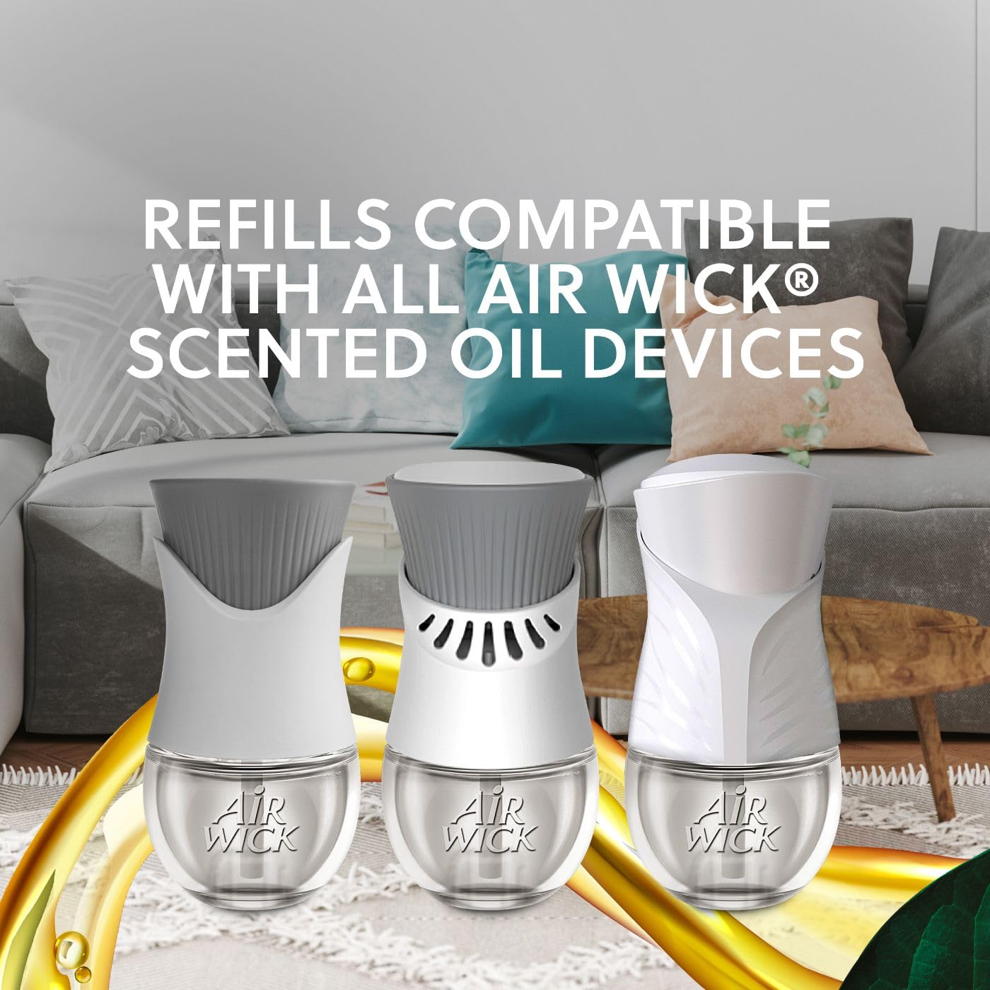 Air Wick Plug In Scented Oil Refill, Infused with Essential Oils, Plug In Air Fresheners for Home, Calming Sea Spray & Breeze, 5 ct