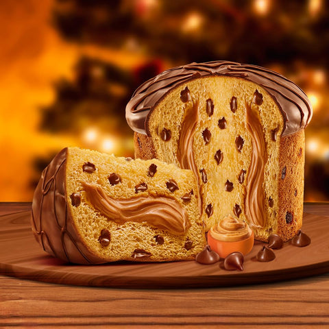 Bauducco Chocottone Peanut Butter - Moist & Fresh Cake, Traditional Italian Recipe with Fudge Topping, Filled with Peanut Butter and Chocolate Chips, 16.0 oz (Pack of 1)