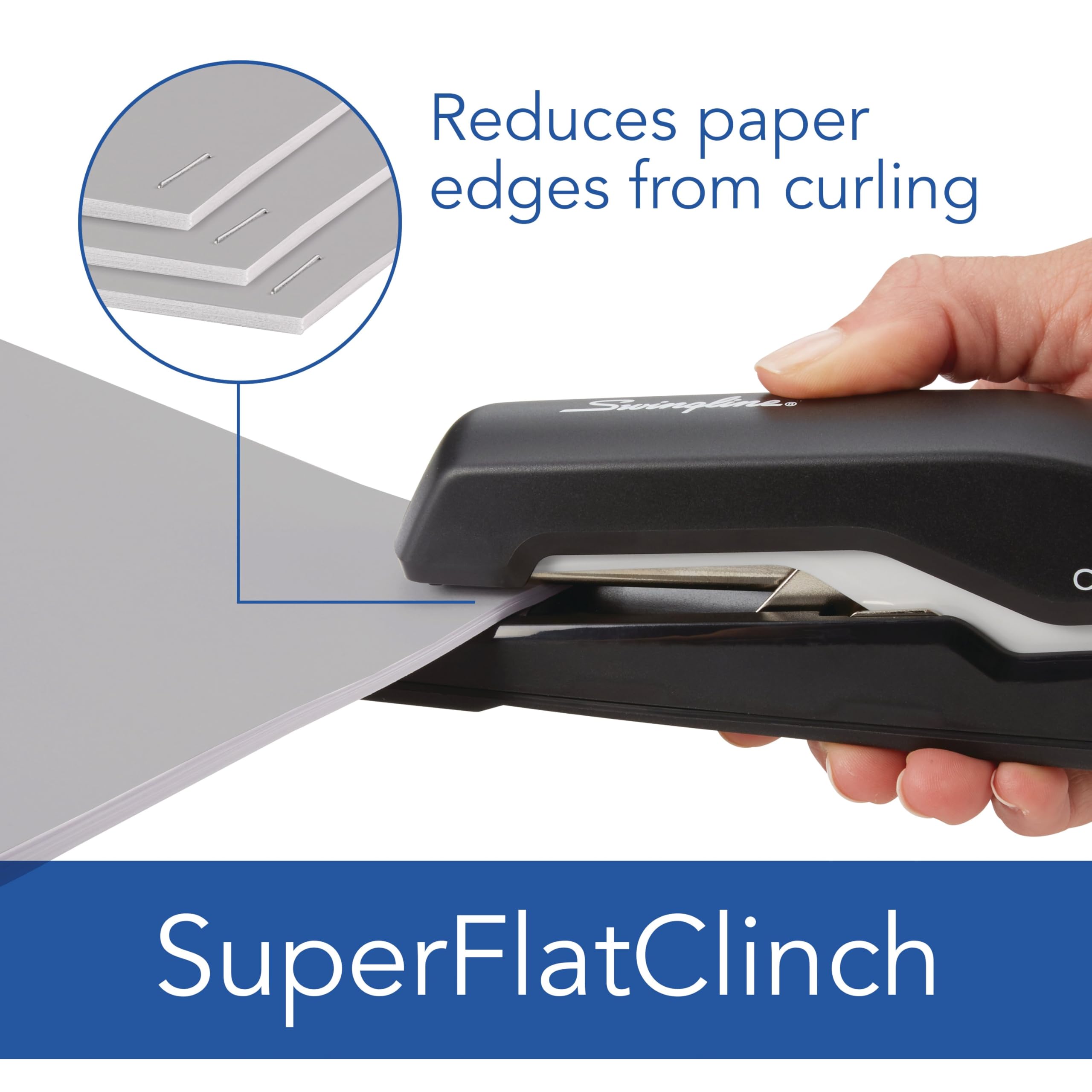 Swingline Stapler, Omnipress 30 Stapler, "Press Anywhere for Easier Use", 30 Sheet Capacity, Black/Gray (5000585A)