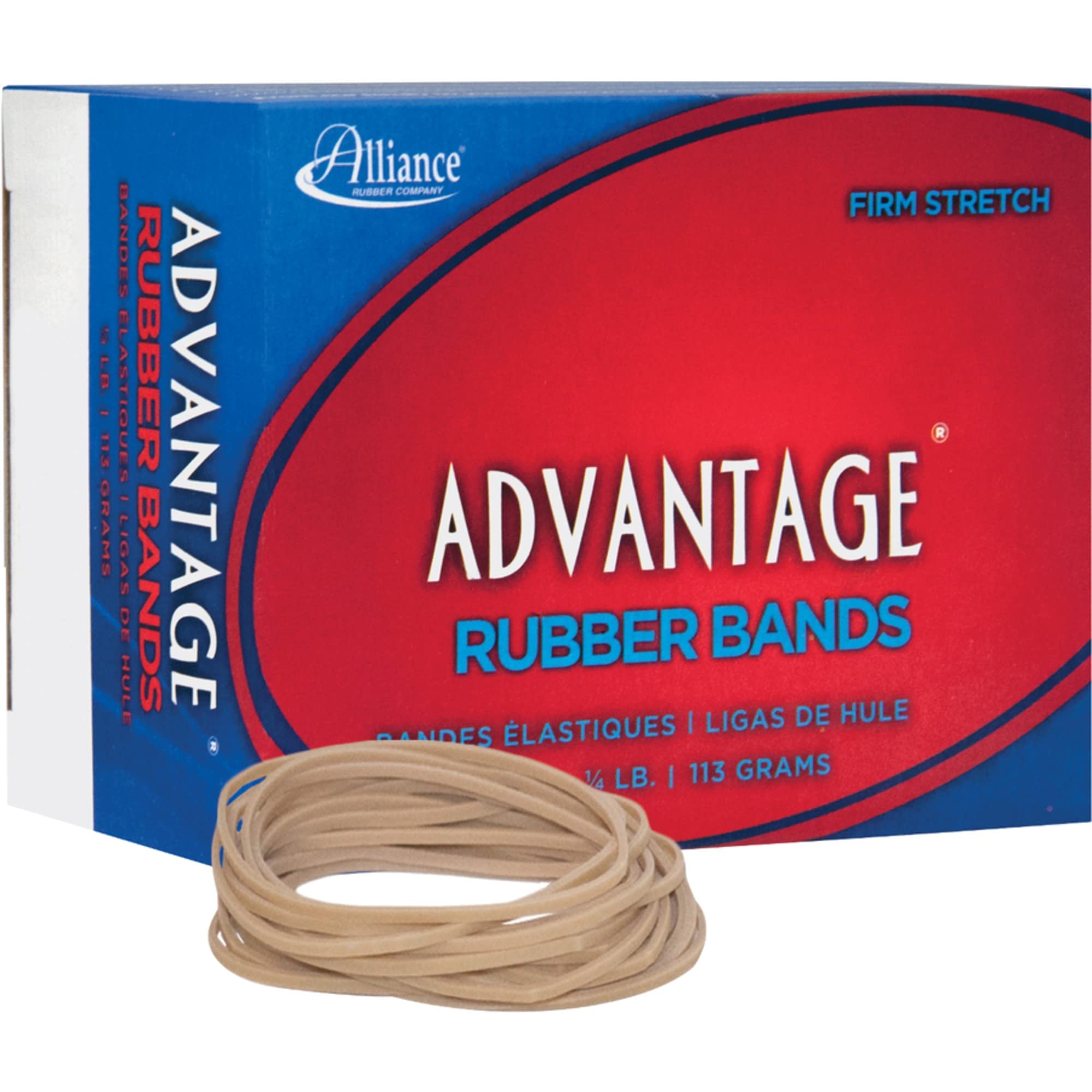 Alliance Rubber 26189 Advantage Rubber Bands Size #18, 1/4 lb Box Contains Approx. 370 Bands (3" x 1/16", Natural Crepe)