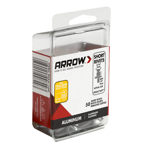 Arrow Fastener RSA3/16IP Short Aluminum 3/16-Inch Rivets, 50-Pack