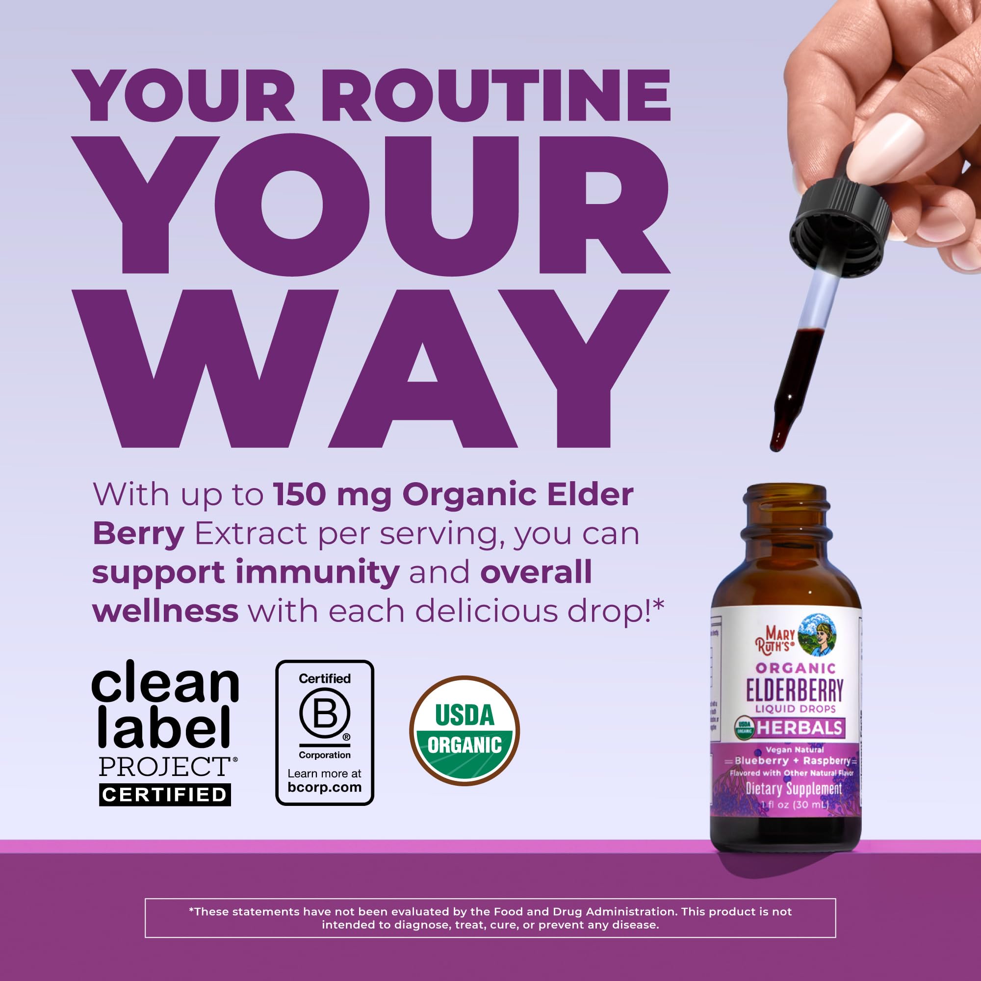 MARYRUTH'S Elderberry Liquid Drops for Adults & Kids | Immune Support | Antioxidant | Overall Wellness | Elder Berry Extract | USDA Organic | Sugar Free | Vegan | Non-GMO | Gluten Free | 1 Fl Oz