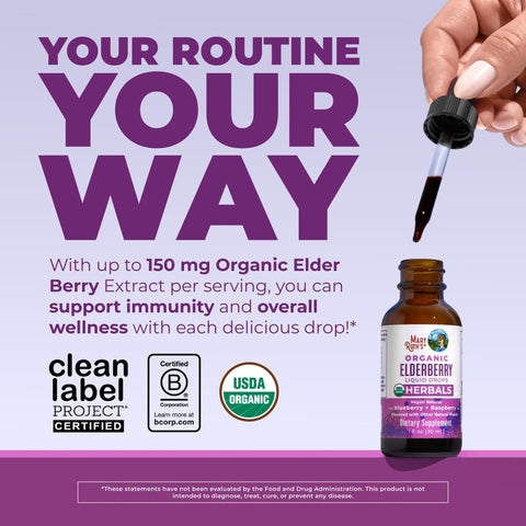 MARYRUTH'S Elderberry Liquid Drops for Adults & Kids | Immune Support | Antioxidant | Overall Wellness | Elder Berry Extract | USDA Organic | Sugar Free | Vegan | Non-GMO | Gluten Free | 1 Fl Oz