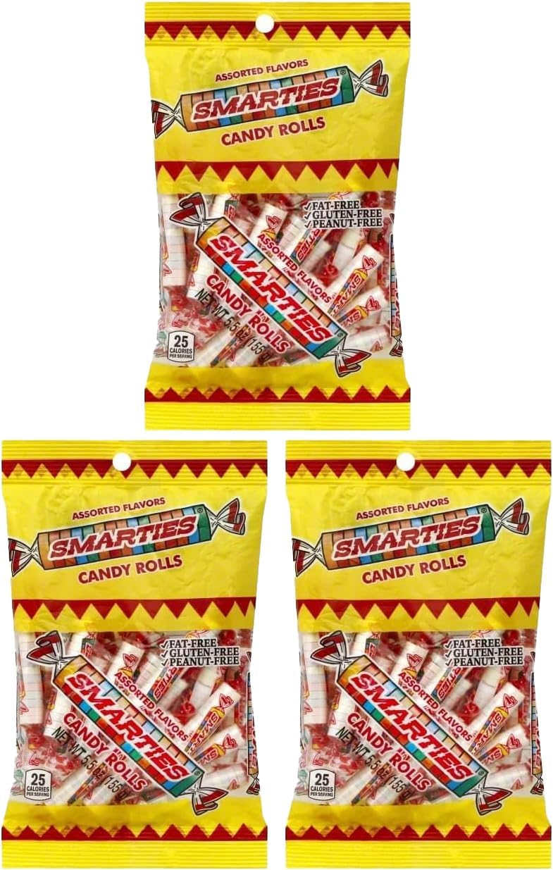 Smarties Candy Bulk Rolls Original Flavor - Gluten & Vegan Free - Classic Sweetness From Family Owned Company Since 1949, Peanut & Dairy Free - Perfect Halloween Candy - 5 oz Bag (Pack of 3)