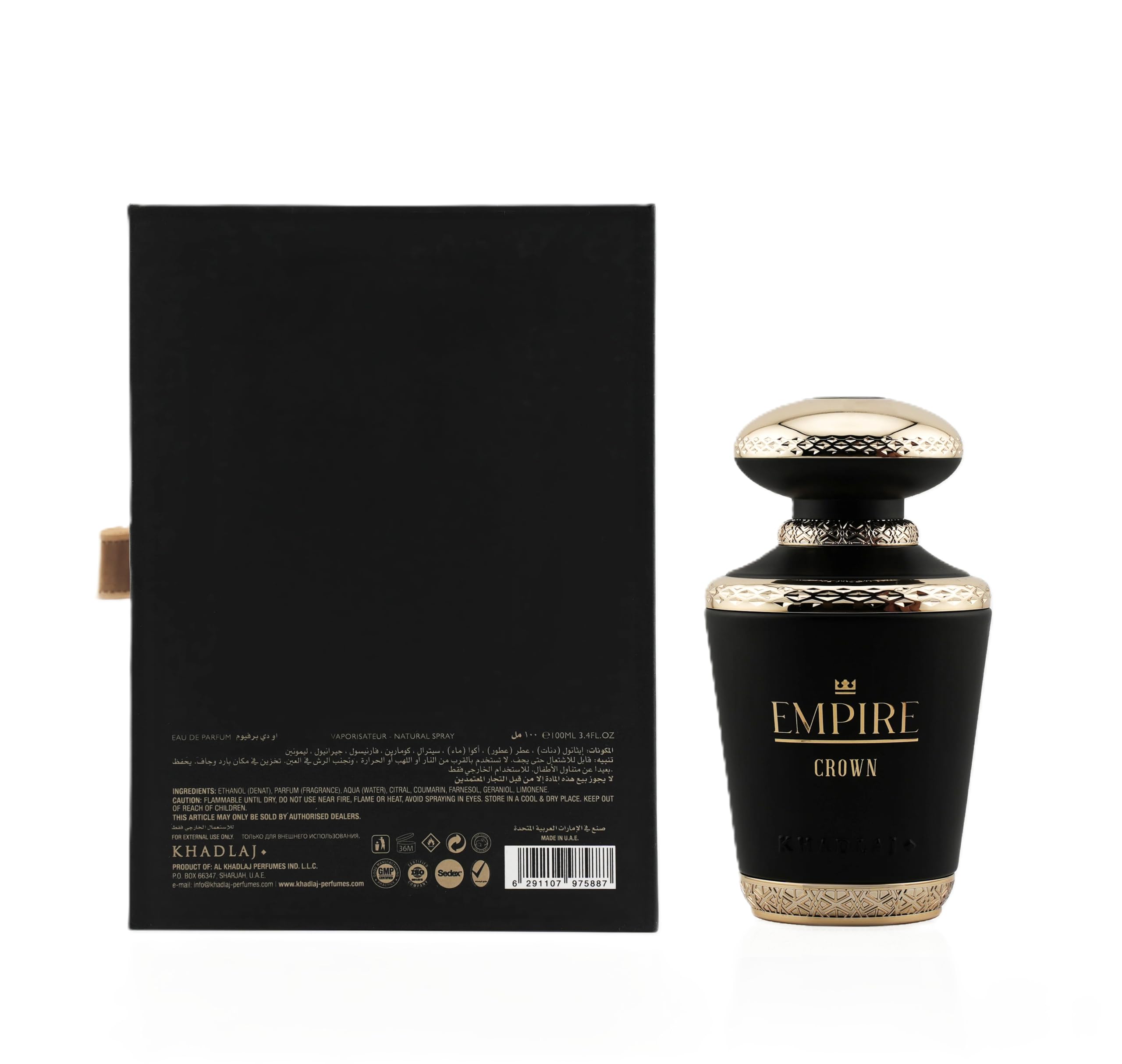 Khadlaj Empire Crown Eau de Parfum Spray for Men, 3.4 Ounce