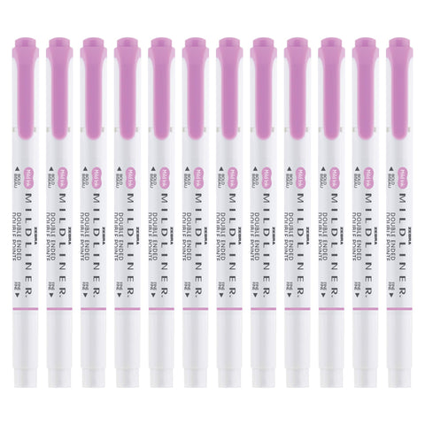 Zebra Pen Mildliner Double-Ended Highlighter Marker Set, Broad and Fine Point Tips, Ideal for Bible Highlighting, No Bleed, Mild Magenta Ink, 12-Pack (78270upc)