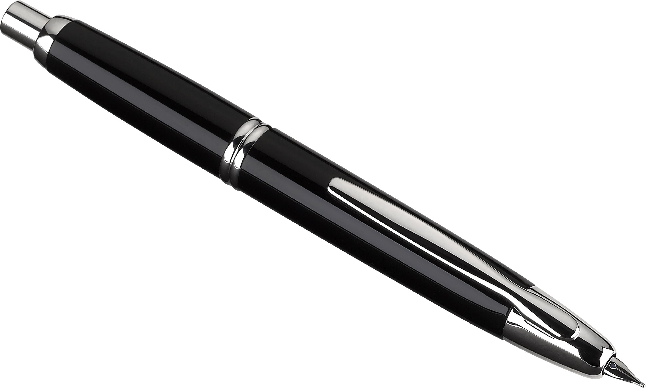 PILOT Vanishing Point Collection Refillable & Retractable Fountain Pen, Black Barrel with Rhodium Accents, Blue Ink, Broad Nib (60342)