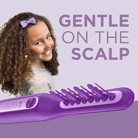 Remington Tame the Mane Thick and Curly Hair Detangling Brush for Kids and Adults, Wet or Dry Detangling, Brush Cover Included, Cordless; Battery Operated, Purple. (Batteries Included)