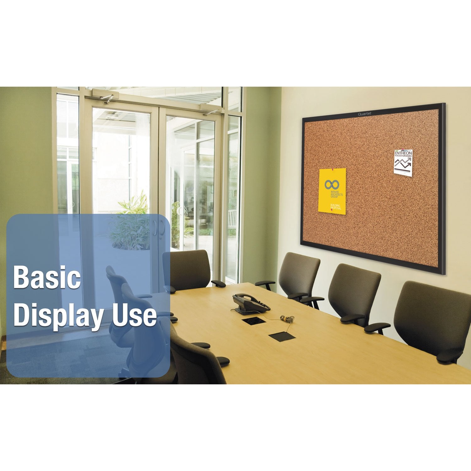 Quartet Cork Bulletin Board 60"W x 36"H Pin Board, Black Aluminum Frame (2305B)