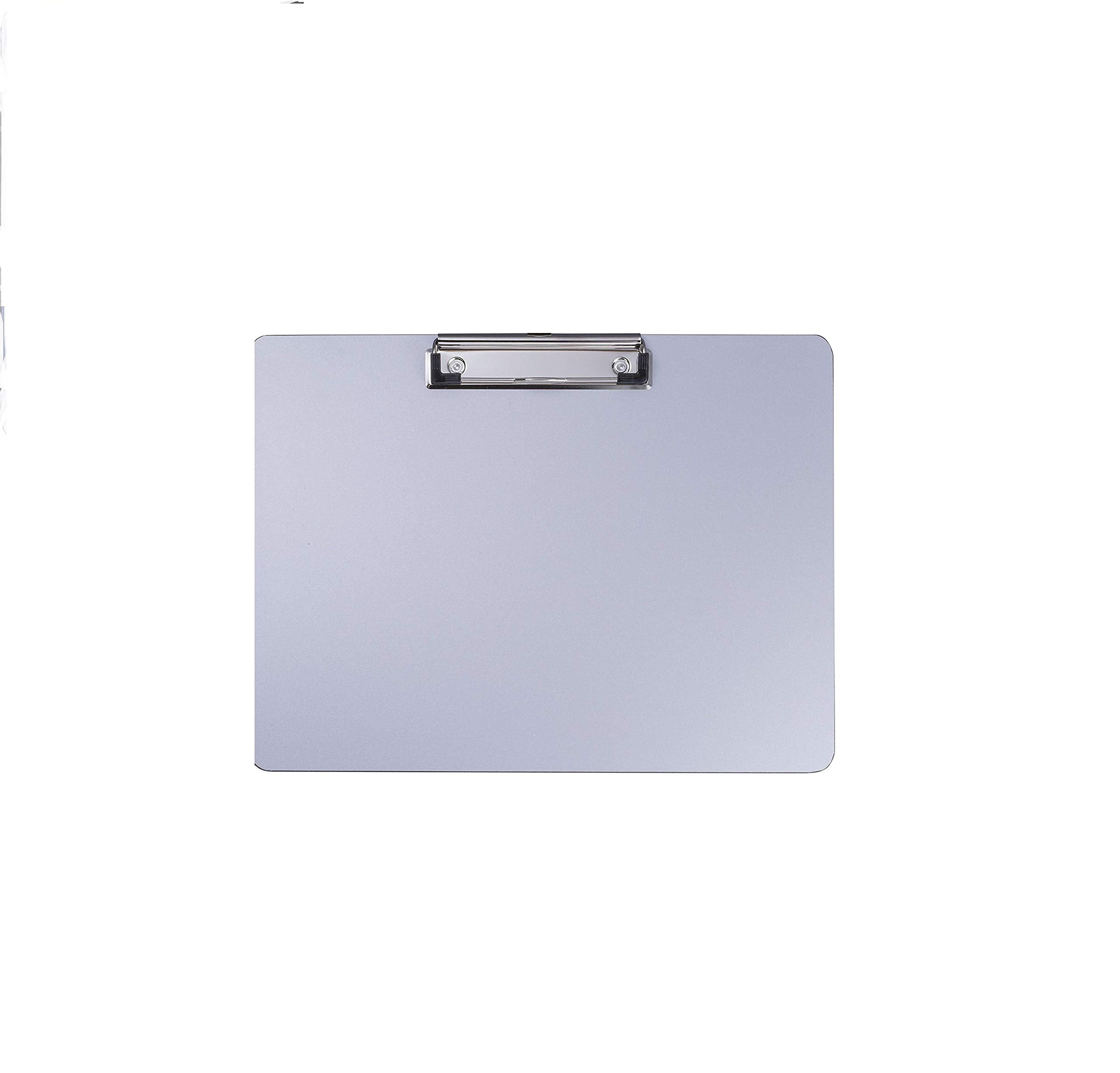 Officemate Aluminum Coated Plastic Clipboard, Landscape Size, 11 x 8.5, Low Profile Clip, Silver (83028)