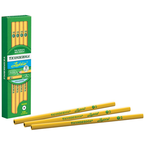 TICONDEROGA Laddie Pencils, Wood-Cased #2 HB Soft without Eraser, Yellow, 12-Pack (13040)