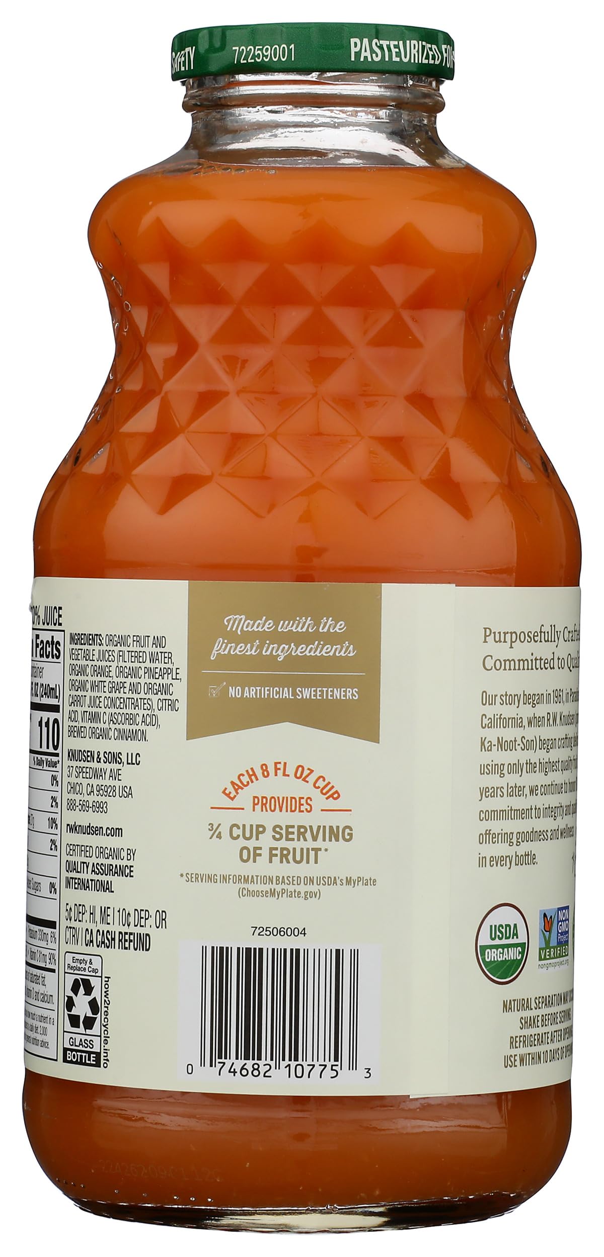 R.W. Knudsen Family Organic Orange Carrot Juice Blend, 32 Ounces (Pack of 6)