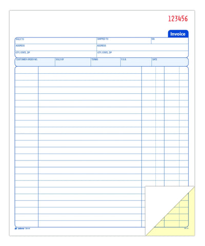Adams Invoice Book, 8-3/8 x 10-11/16 Inches, 2-Part, Carbonless, White/Canary, 50 Sets per Book (D8140)