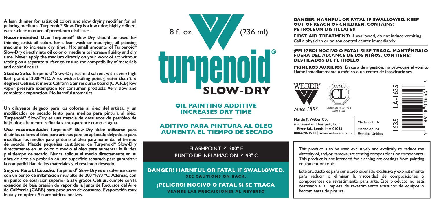 Weber Turpenoid Slow-Dry Oil Painting Additive, 236ml Bottle, Clear, 1 Each (1635)
