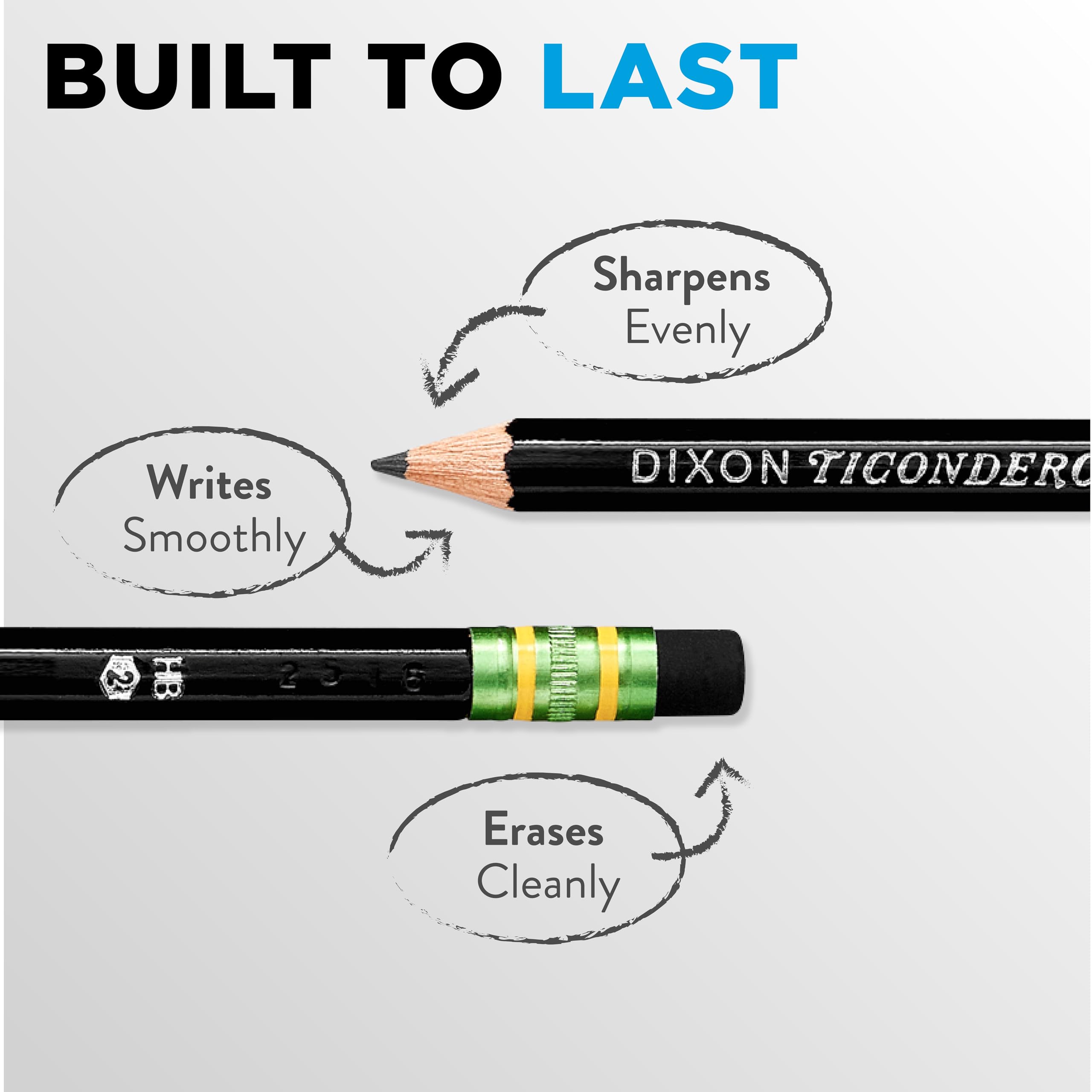 Ticonderoga Wood-Cased Pencils, Unsharpened, #2 HB Soft, Black, 12 Count