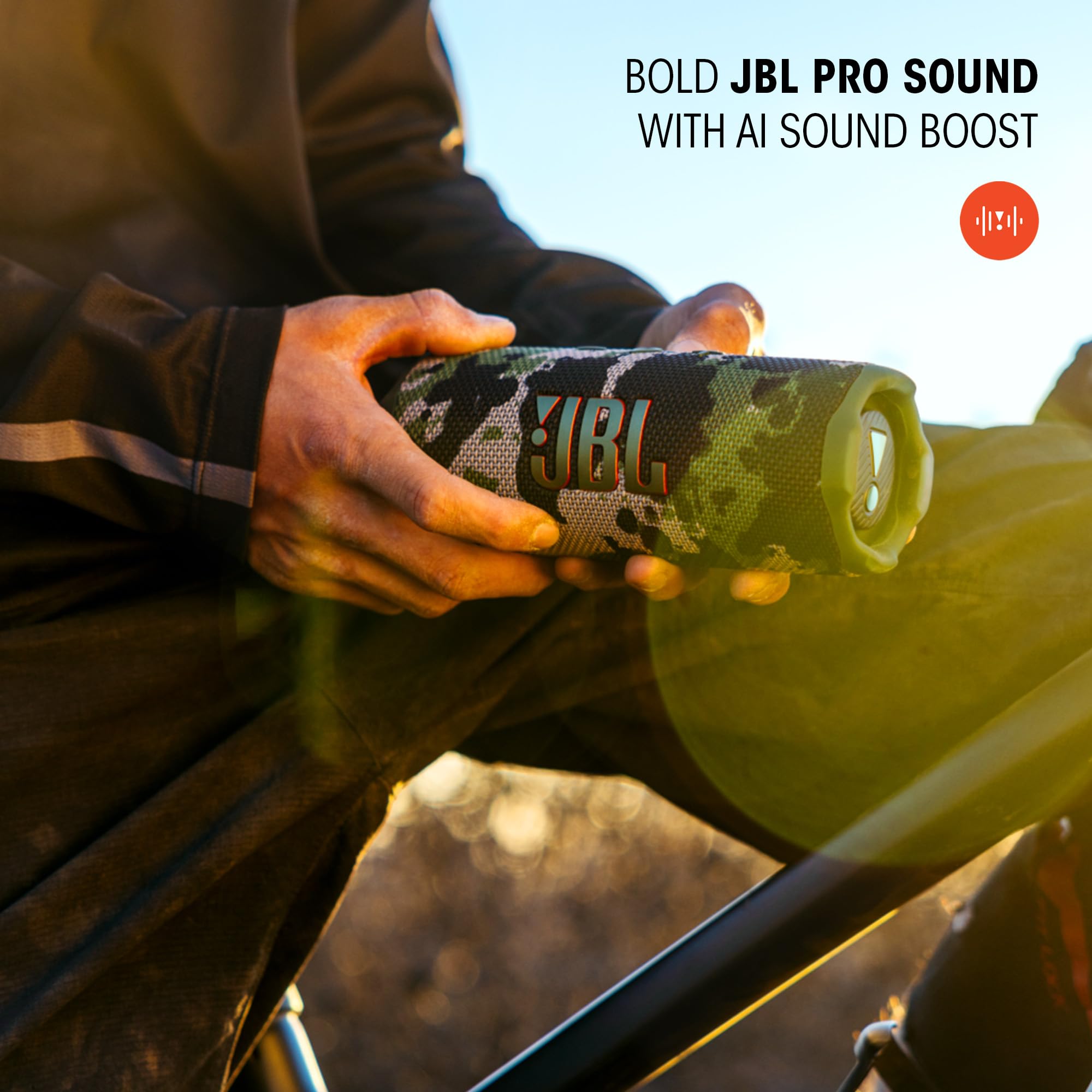 JBL Flip 7 - Portable Waterproof and Drop-Proof Speaker, Bold JBL Pro Sound with AI Boost, 16Hrs of Playtime, and PushLock System with Interchangeable Accessories (Black)