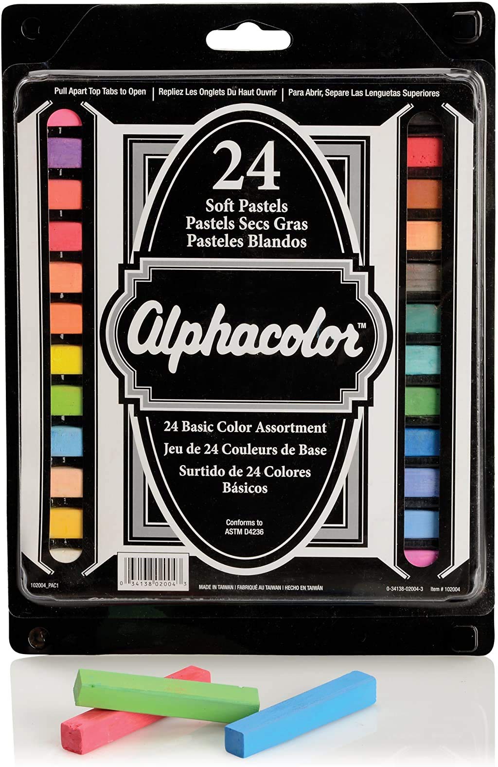 Derwent Alphacolor Soft Square Pastels, Multi-Colored, 24 Pastels per Set (102004)